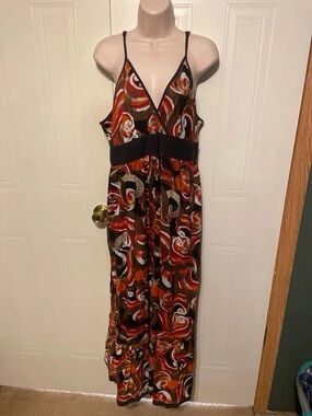 Lacoste Multicolor Swirl Midi Skirt with Black Waistband